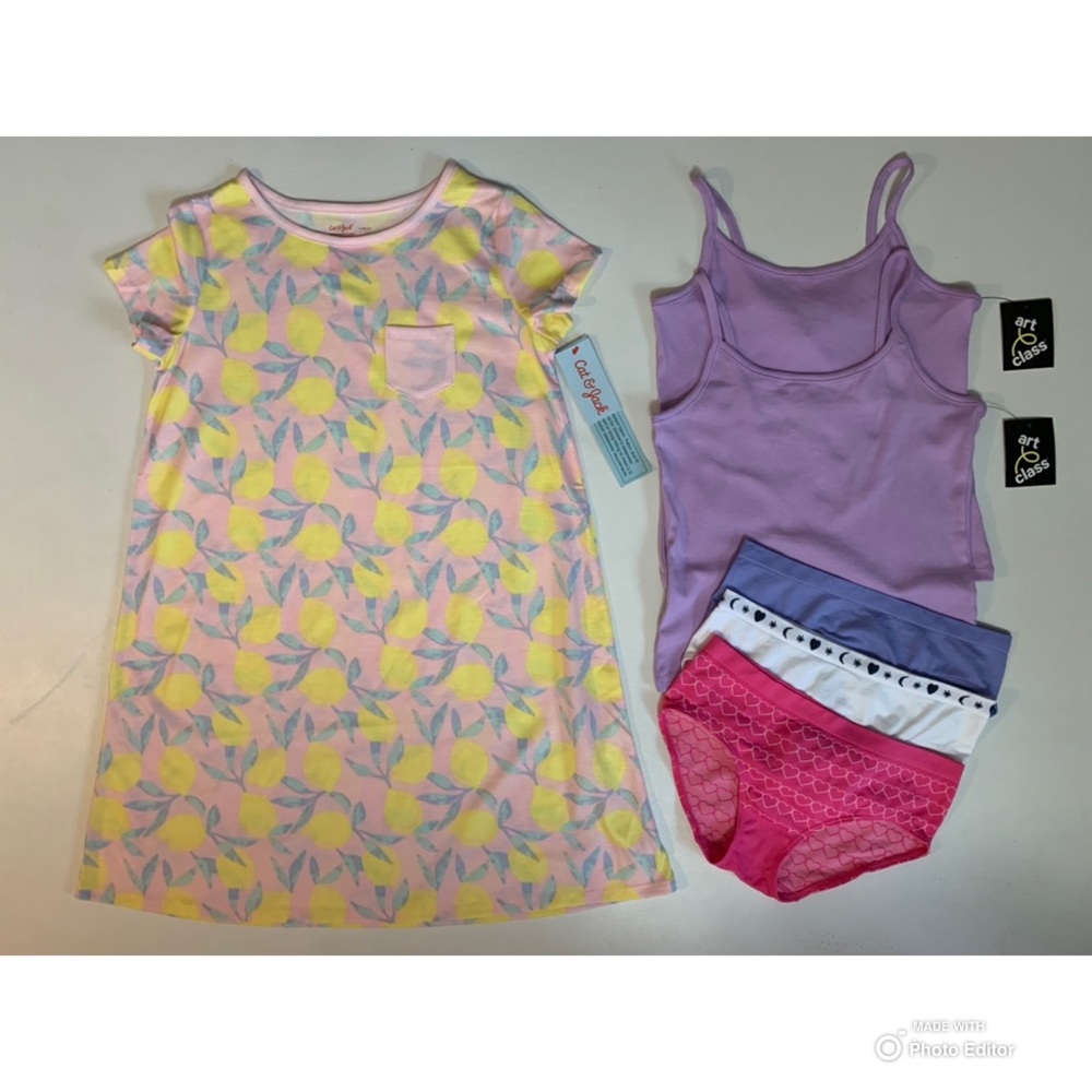 Cat & Jack Girl’s Large Lemon Pajamas + Underwear + Tank Tops NWT/NWOT